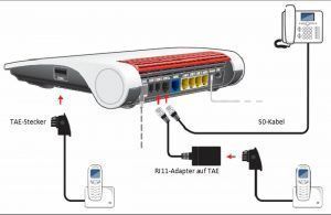 Wie schließe ich ein Telefon per Kabel an?